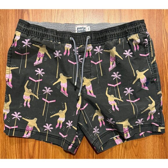 Party Pants Swim Trunks Mens L 5" Sloth Skater AOP Board Shorts - Picture 1 of 6